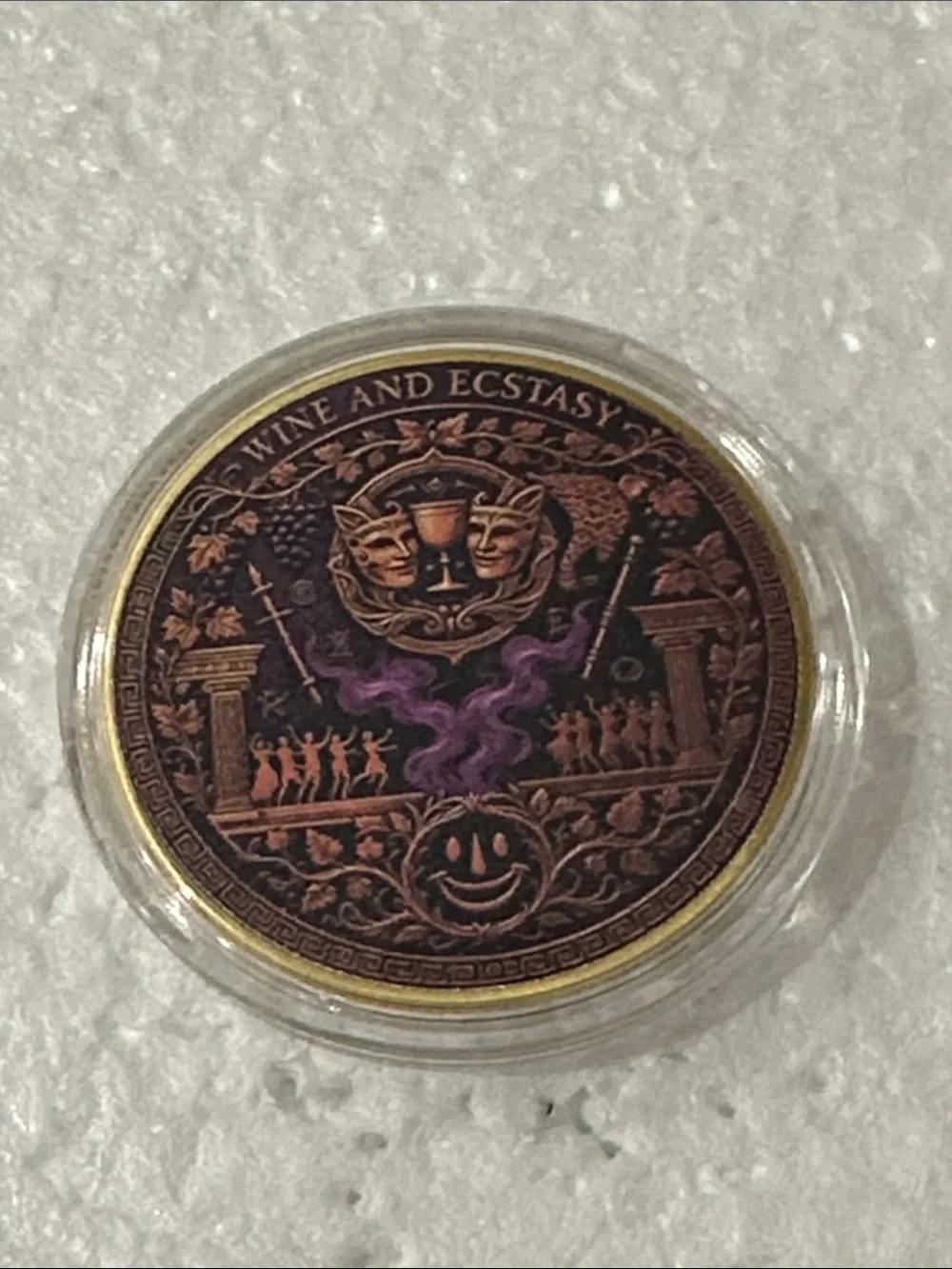 Dionysus Decorative Collector Coin - Purple and Gold